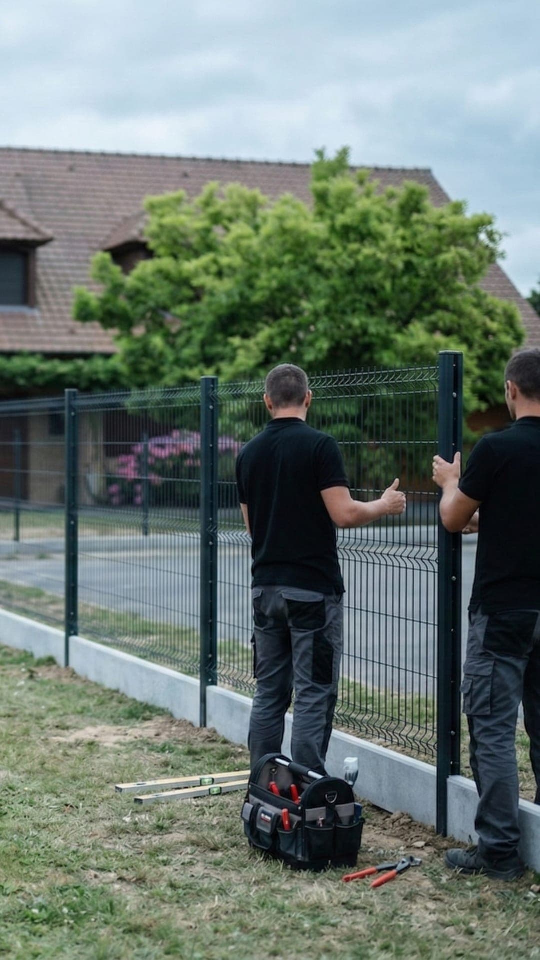 Clôture composite posée dans un jardin par Stradia